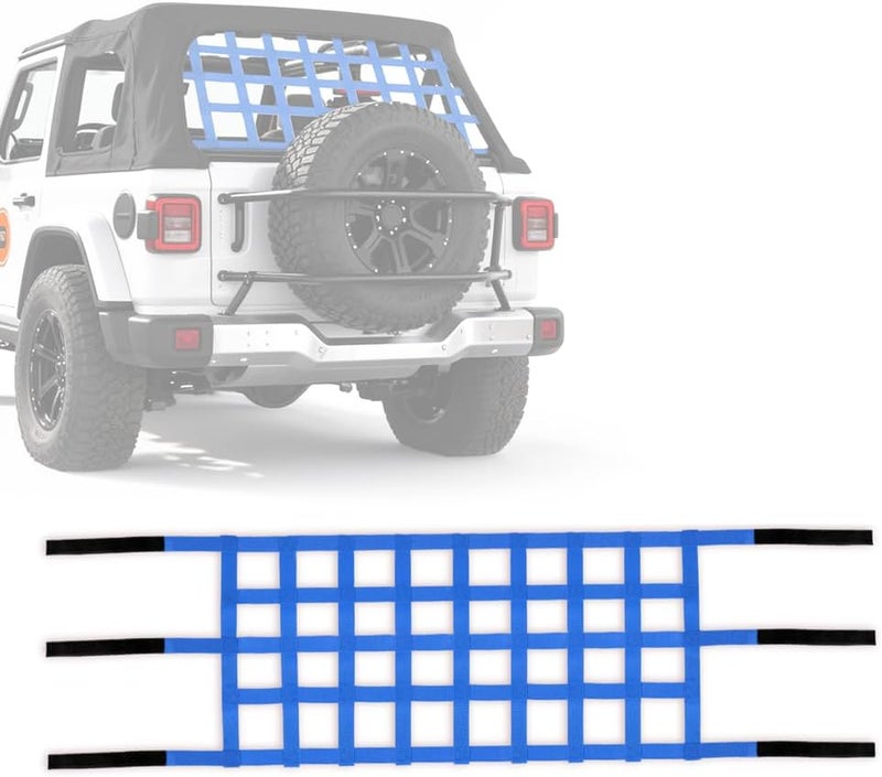 BARTOO Mesh Cargo Net Roof Top Netting Hammock Compatible with Jeep Wrangler YJ TJ JK JKU JL JLU 1987-2024 & Gladiator JT Accessories, Blue - Image 1